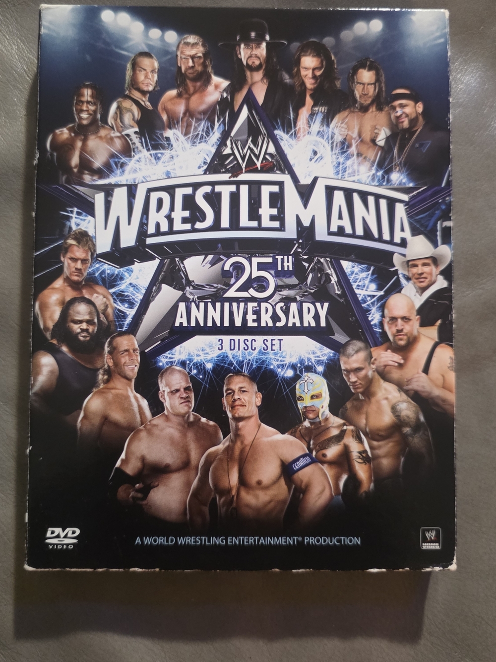 WWE WrestleMania 25th Anniversary 3-Disc DVD Set - Blue/White Artwork